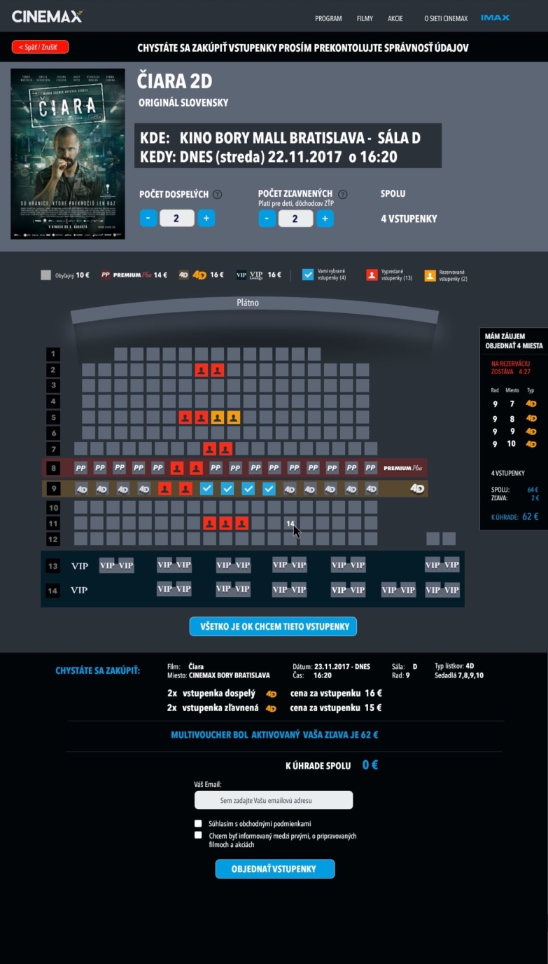 Tvorba objednávkového procesu pre kino