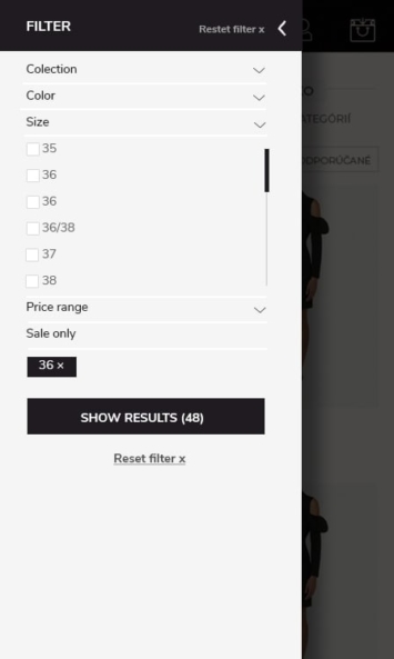 Filtrácia produktov pre shop