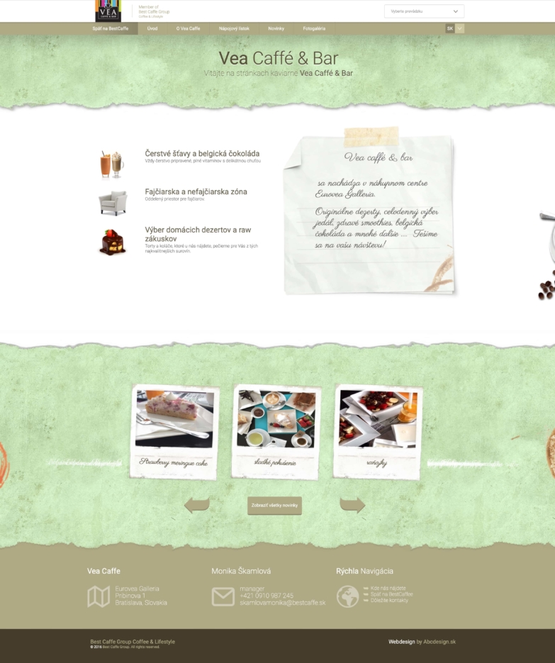 Web stránka pre kaviareň