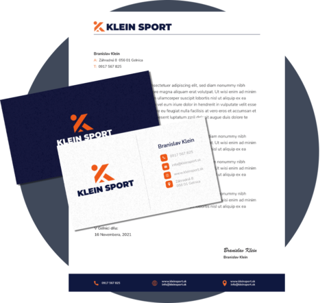 Klein sport nárvh firemnej identity