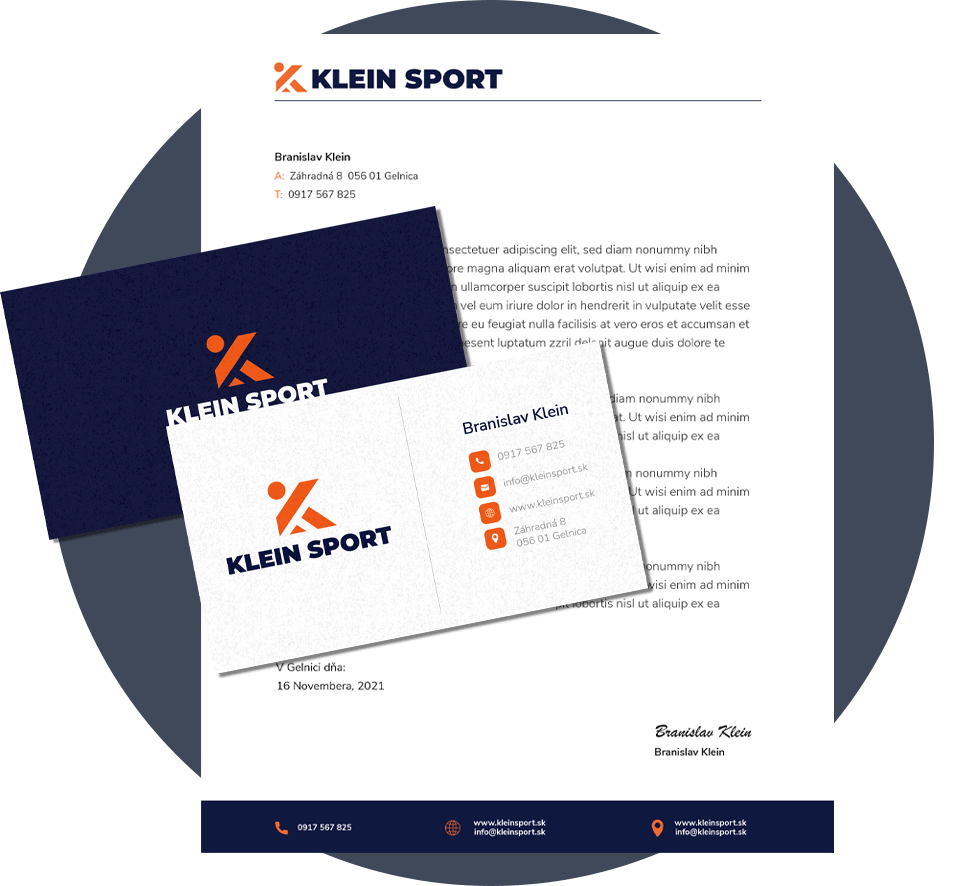 Klein sport nárvh firemnej identity